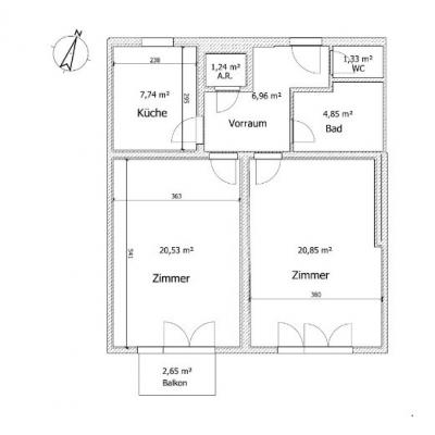 2-Zimmer Wohnung - ideal für Studenten-WG oder Pär - thumb