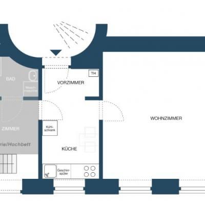 Sanierte 2-Zimmer-Wohnung 43m² + 7,5m² Galerie - thumb