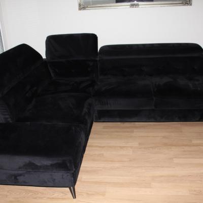 gepflegte Black Velvet Couch Bank Sitzgruppe edler Gothic Möbel Stil S - thumb