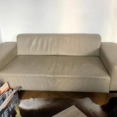 Ledersofa beige - thumb