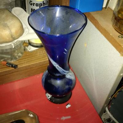 Vase handmade weiss blau glas - thumb