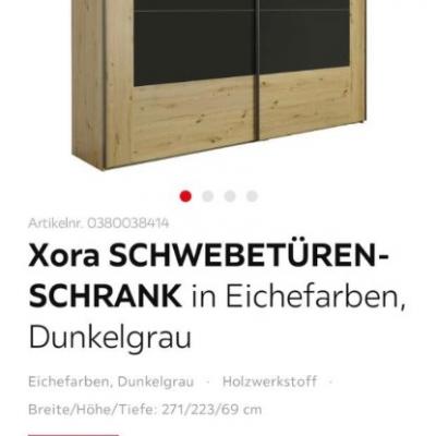 Xora SCHWEBETÜRENSCHRANK in Eichefarben, Dunkelgrau - thumb