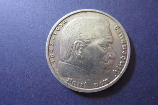 5 Reichsmark - 1935 - P. v. Hindenburg - A - ohne HK - Silber 0.900