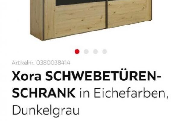 Xora SCHWEBETÜRENSCHRANK in Eichefarben, Dunkelgrau