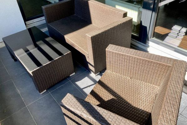 3-teilige Rattangarnitur für Garten, Terrasse oder Balkon