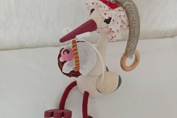 Deko für Geburt eines Babys, Storch mit Baby, Wippfeder, FIXPREIS 15€