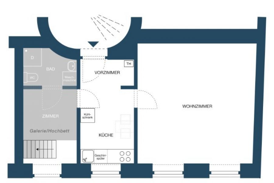 Sanierte 2-Zimmer-Wohnung 43m² + 7,5m² Galerie - Bild 1