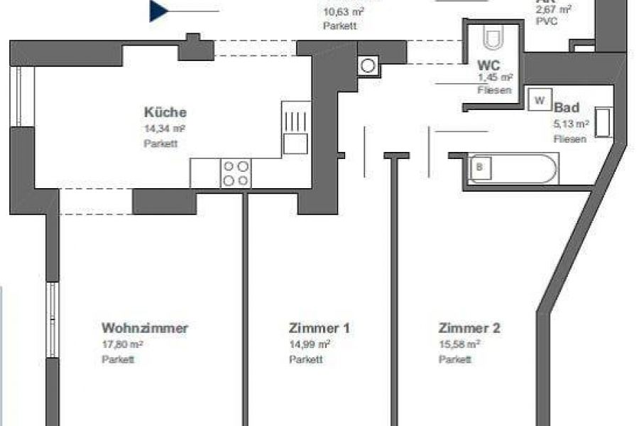 4 Zimmer-Wohnung = 1 WZ, 3 SZ, 1 BZ - Bild 2