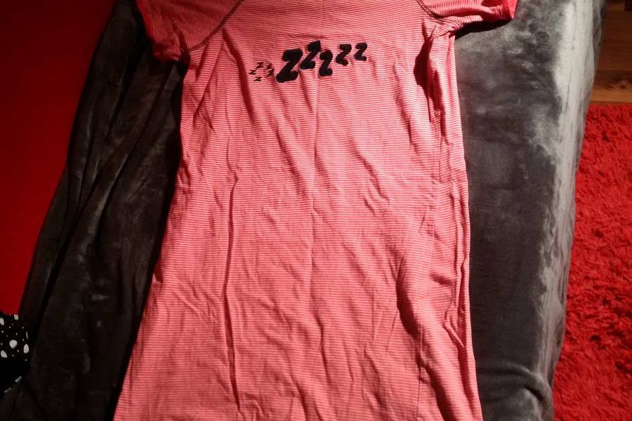 Schlaf Shirt kurz Arm in rot weiss quer gestreift - Bild 1