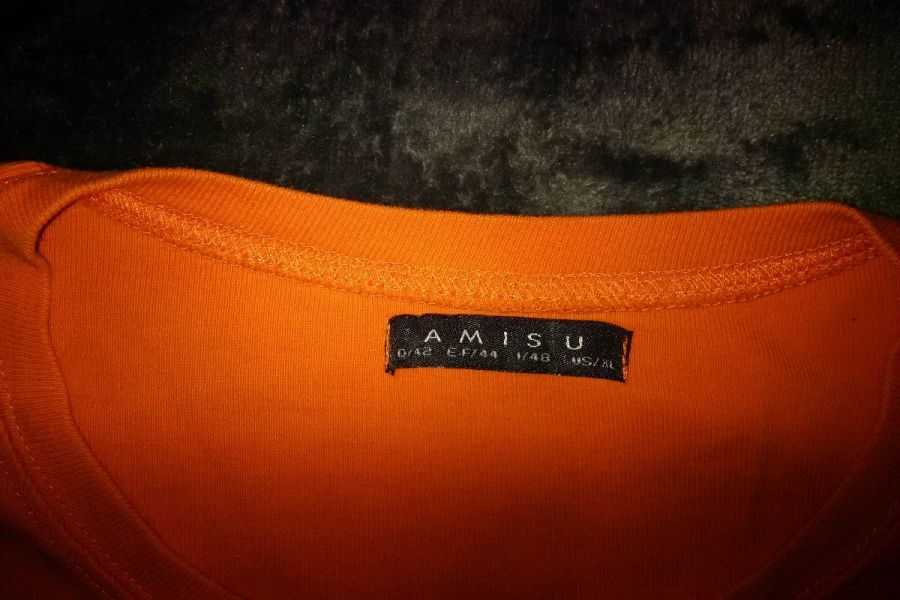 Amisu Shirt Gr. 42 in Orange mit Aufdruck - Bild 2