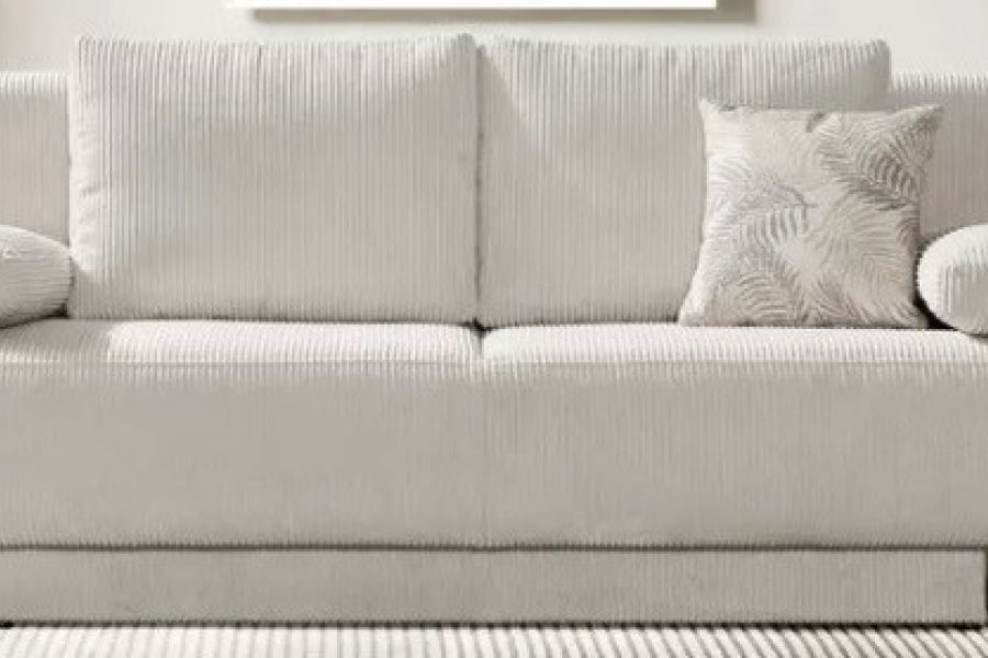 Beiges Cord Schlafsofa - Bild 1