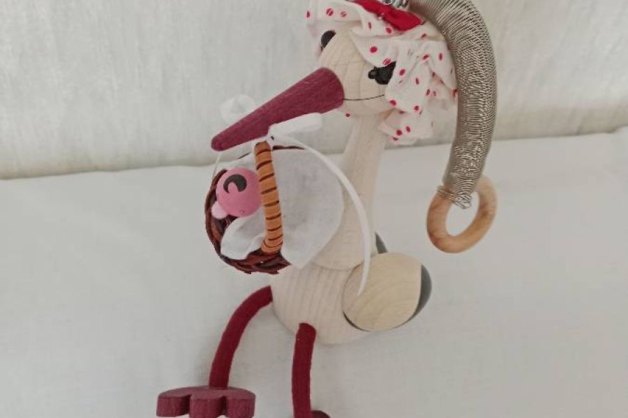 Deko für Geburt eines Babys, Storch mit Baby, Wippfeder, FIXPREIS 15€ - Bild 1
