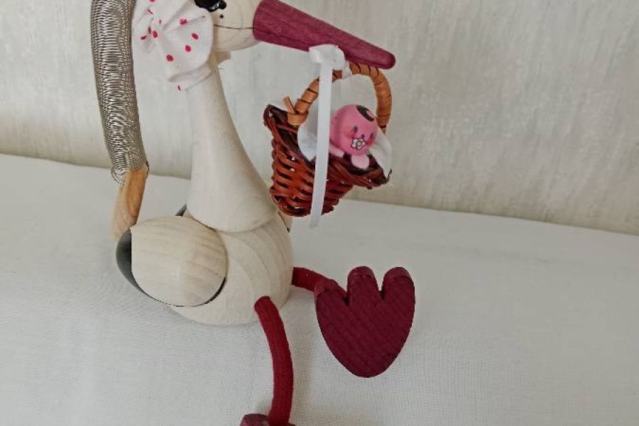 Deko für Geburt eines Babys, Storch mit Baby, Wippfeder, FIXPREIS 15€ - Bild 2