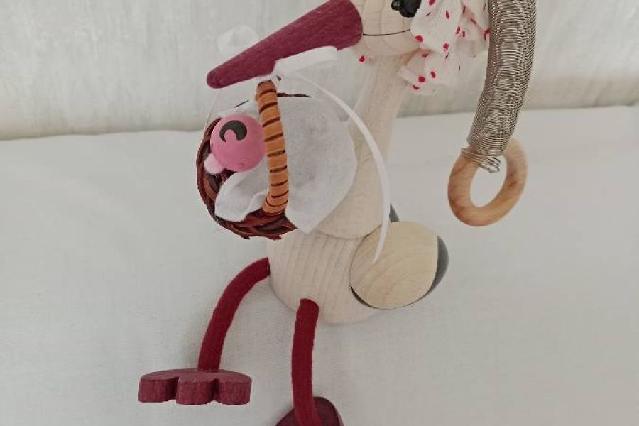 Deko für Geburt eines Babys, Storch mit Baby, Wippfeder, FIXPREIS 15€ - Bild 5