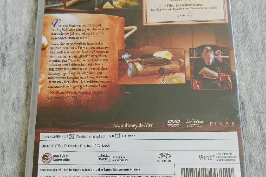 Set, neue Dvd Ratatouille mit Stofftier Maus Remy ca 19cm,FIXPREIS 12€ - Bild 5