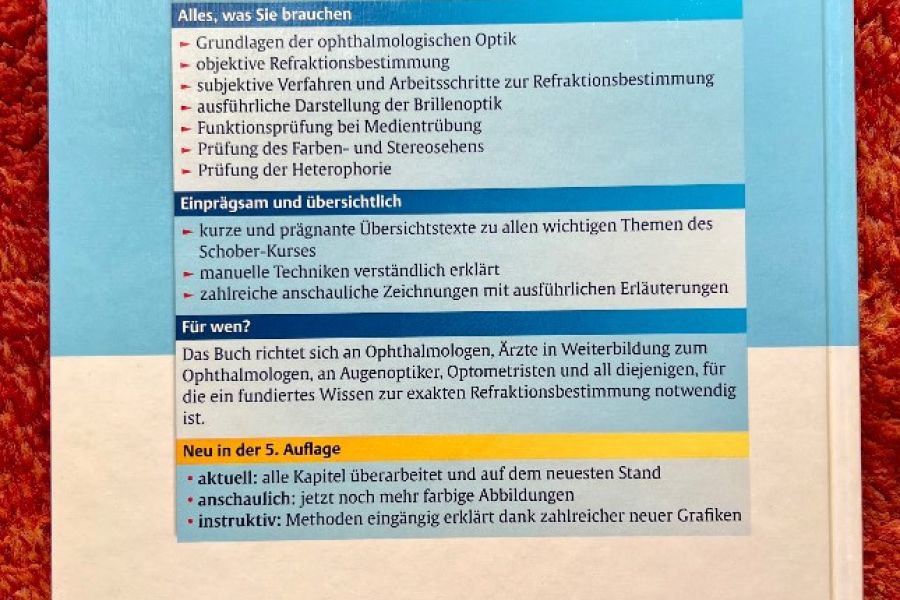 Auge - Brille - Refraktion Schober Kurs 5. Auflage - Bild 2